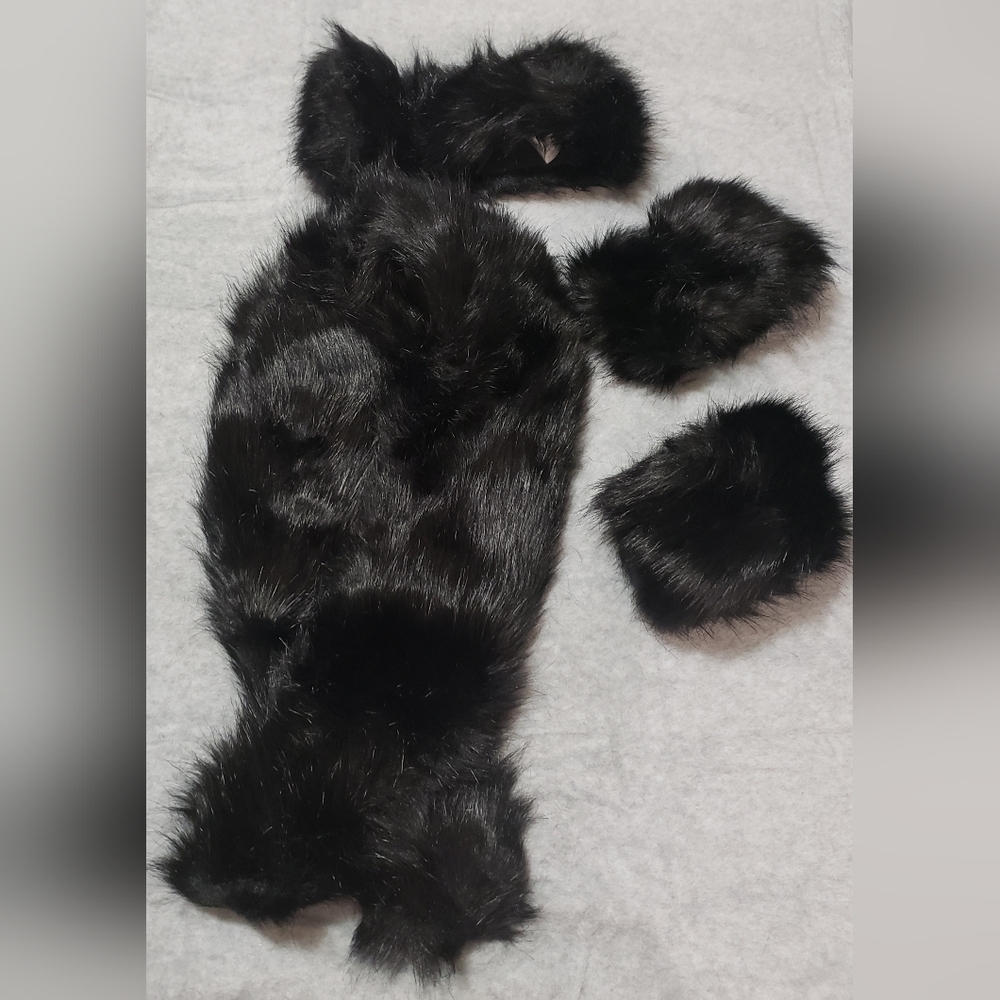 Winter Faux Fur Headband, Faux Fur shawl and cuffs, Black, New without tag